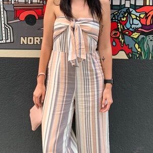 Strapless Pant Romper Striped Pink, White, Grey Size 7 Gypsies & Moondust